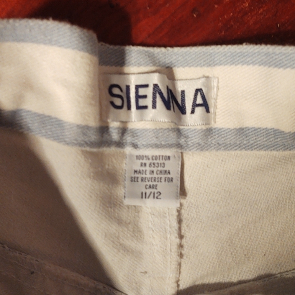 Sienna Blue/White Vertical Stripes Button Fly High Rise Denim Shorts Sz 11/12 - Picture 7 of 7